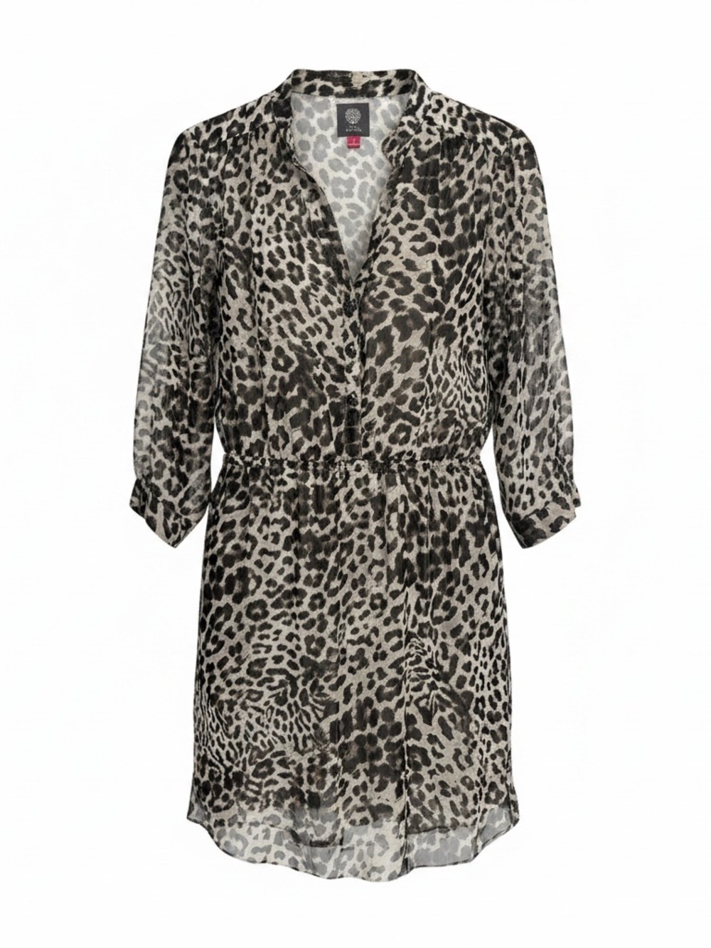 Vince Camuto Leopard Print Midi Dress in Black and Cream
